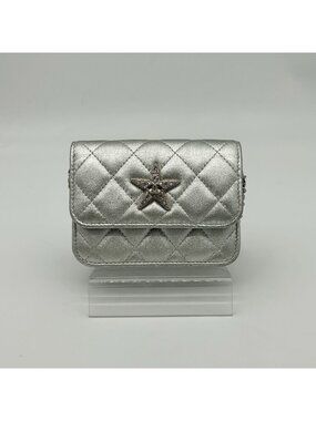 Chanel Star Mini Quilted Chain Shoulder Bag Leather Rhinestone Silver Gift